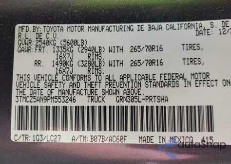 2023 Toyota Tacoma Trd Off Road из США, поврежденный, VIN 3TMCZ5AN9PM553246